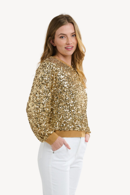 Starlet Sequin L/S Top - Gold