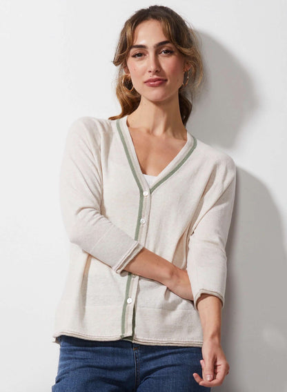 Hand Work Cardi - Linen