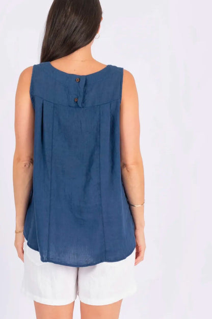 Linen Tank - Navy