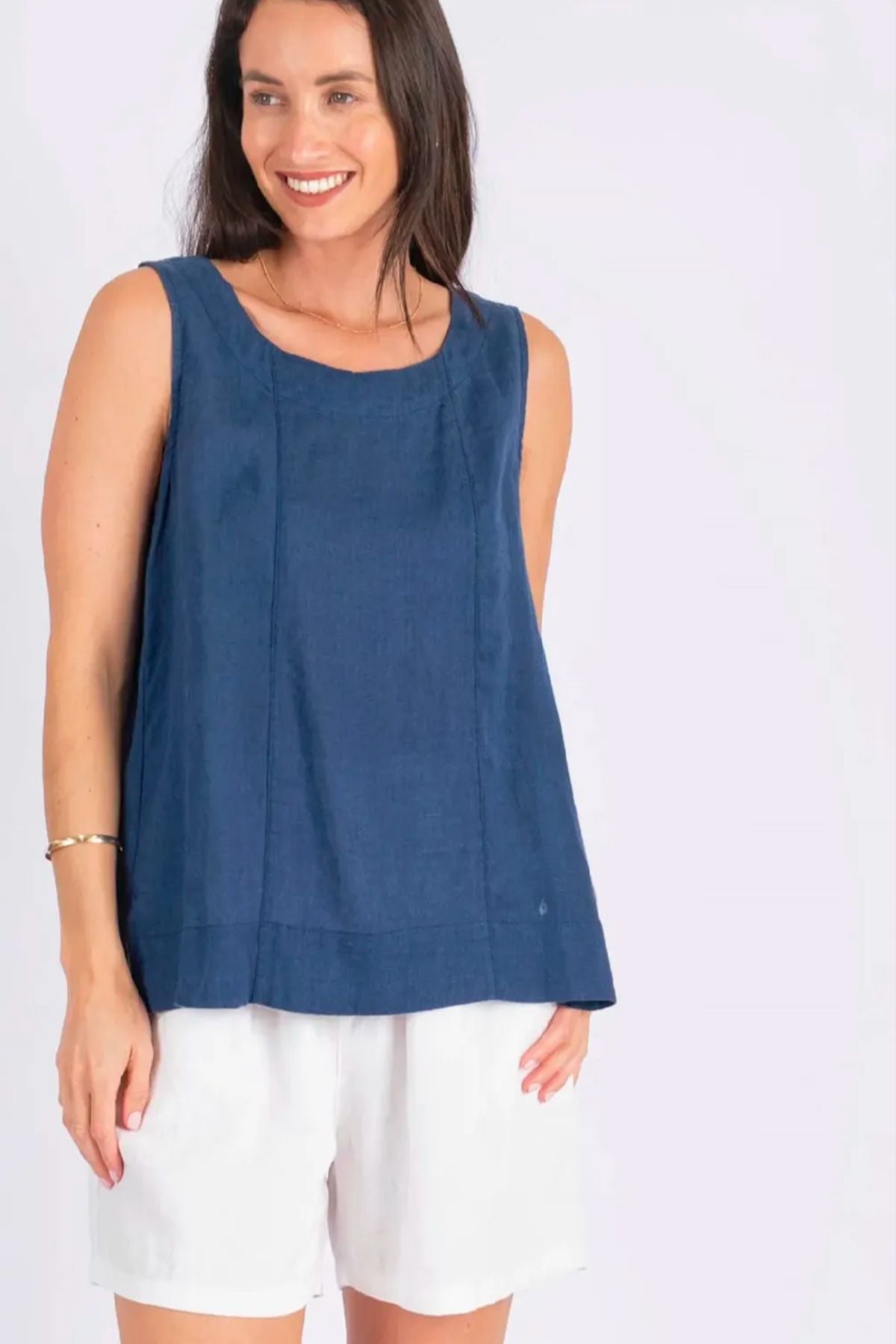 Linen Tank - Navy