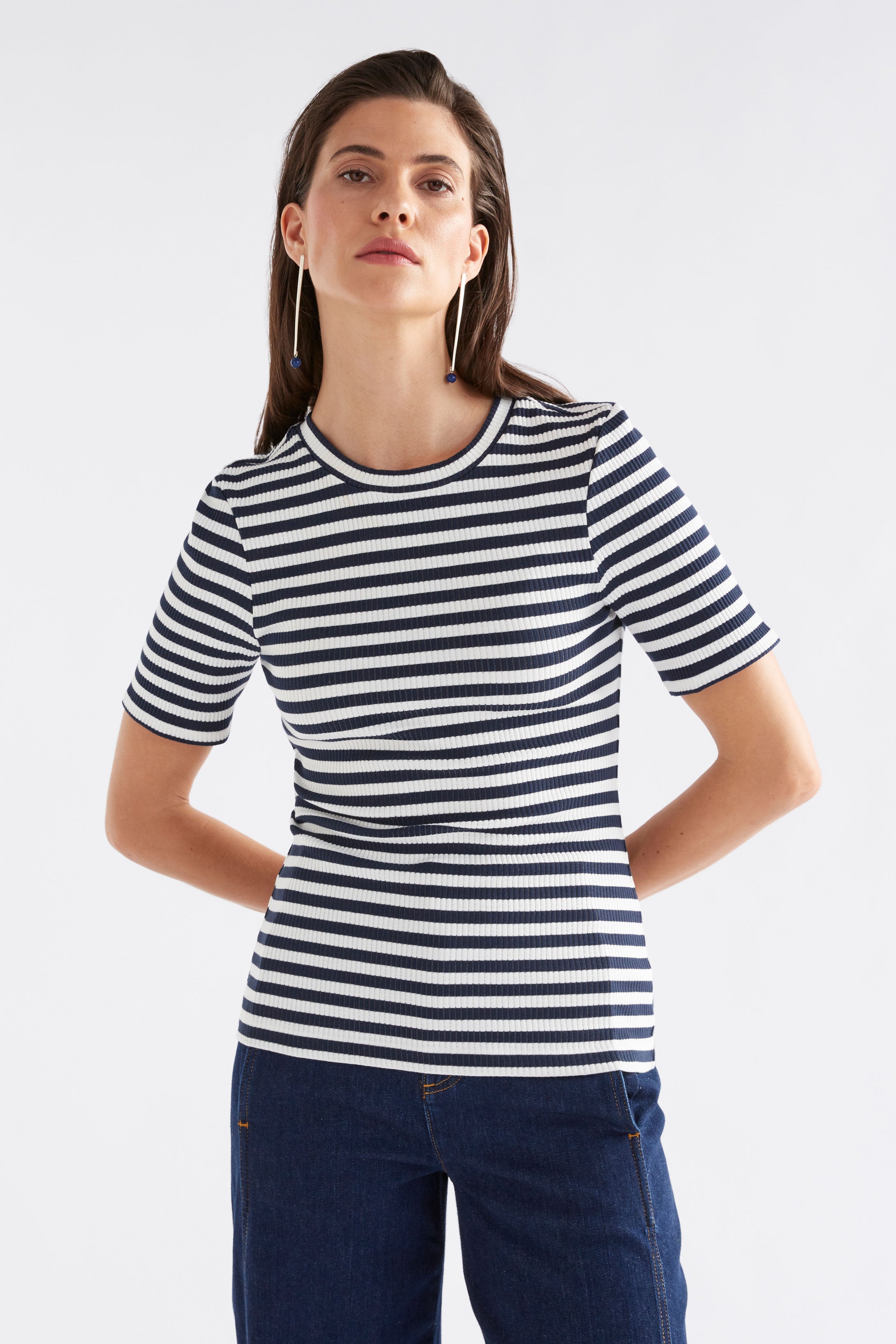 Elk Kullan Ribbed Tshirt - Wh/Ink Stripe