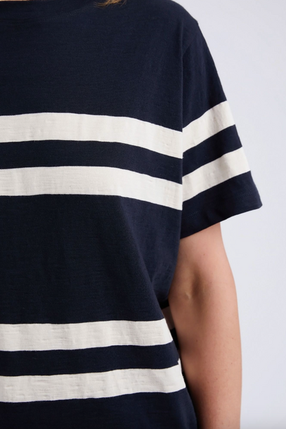 Allegra S/S Tee - Navy/Wht Stripe