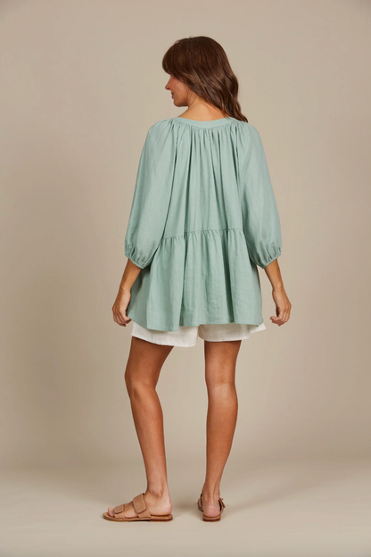 Amelie Button Top - Seafoam