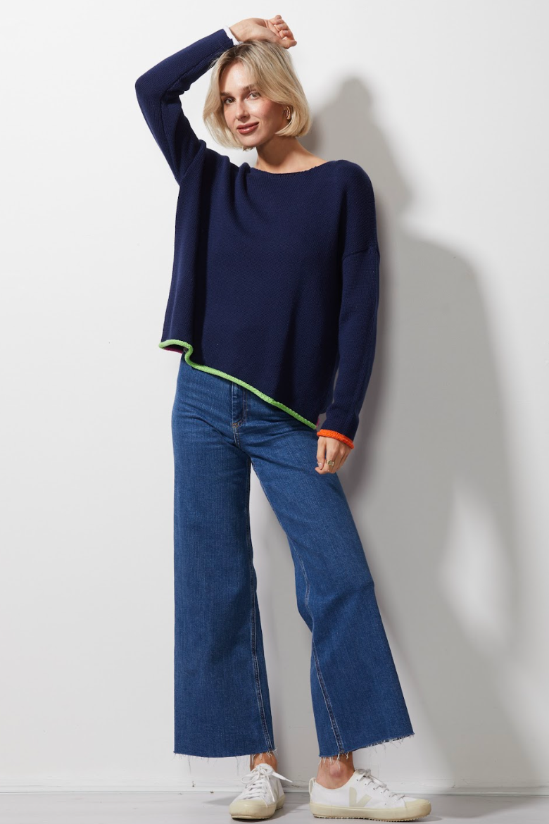 Chunky Cotton Jumper - Navy