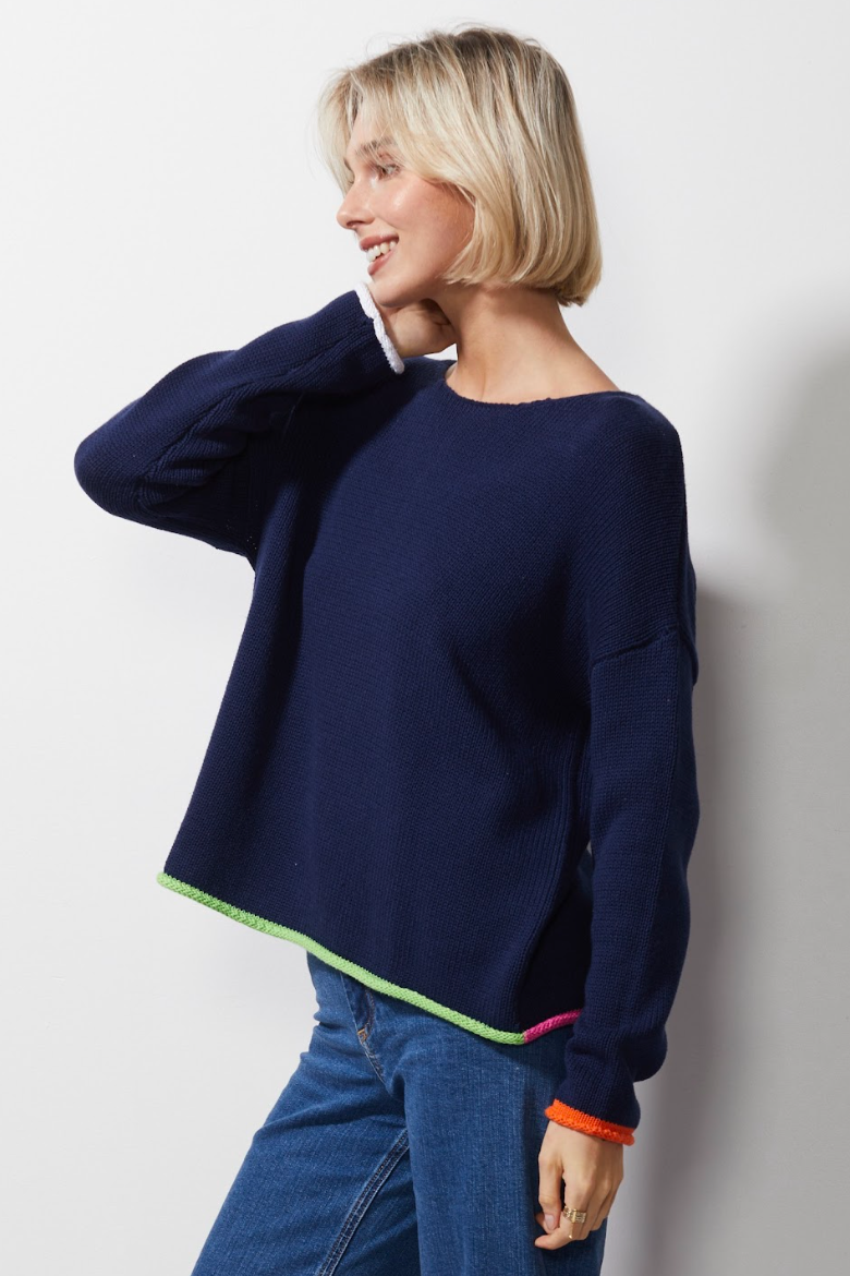 Chunky Cotton Jumper - Navy