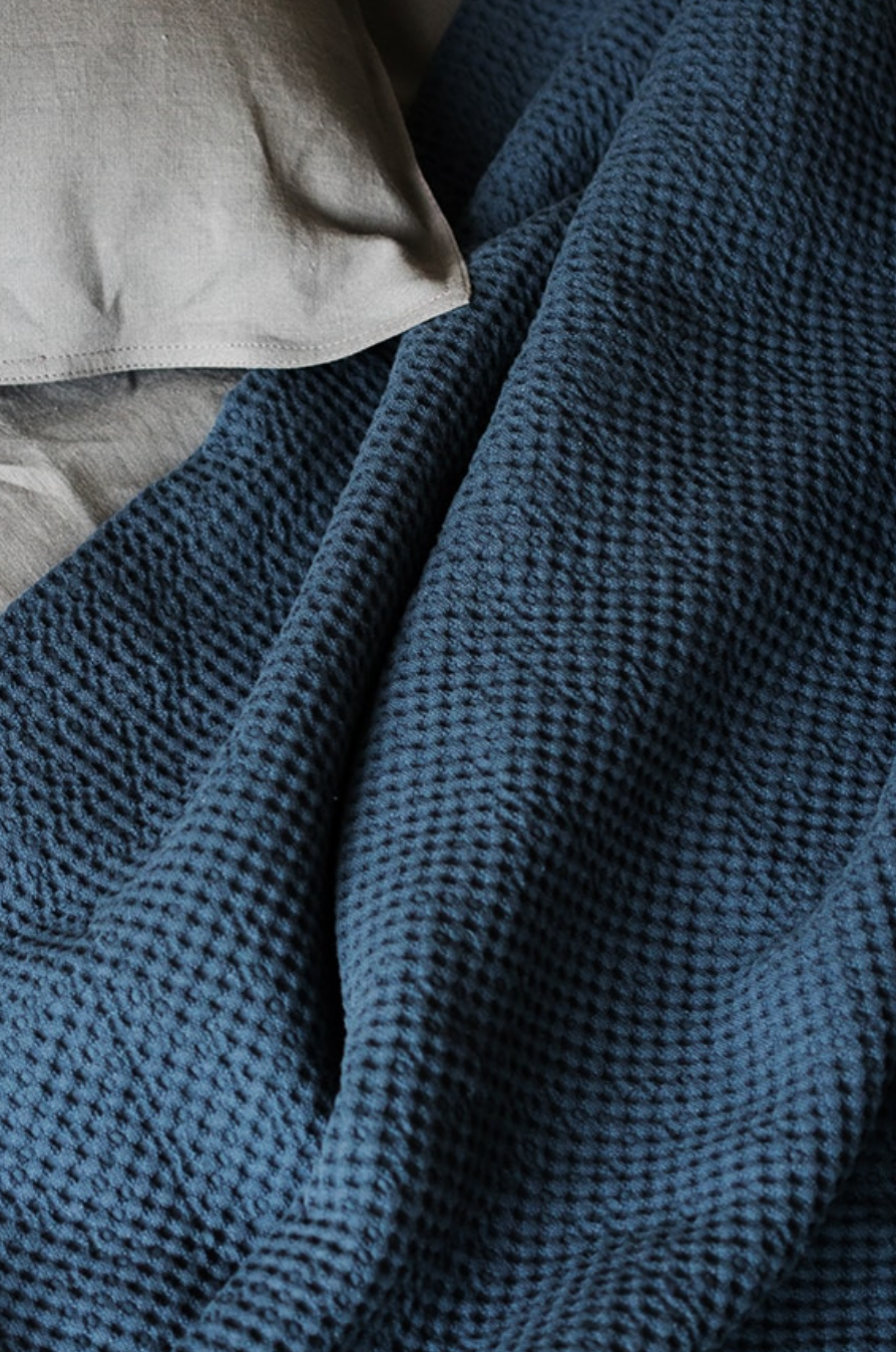 QS Cotton Weave Throw - Petrol Blue