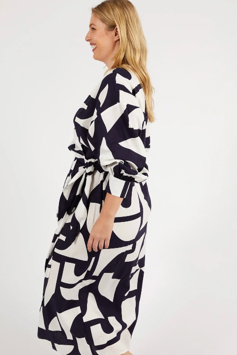 Dali Wrap Style Abstract Dress - Midnight