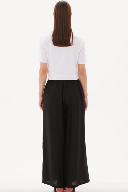 Pleat Front Palazzo Pant - Black