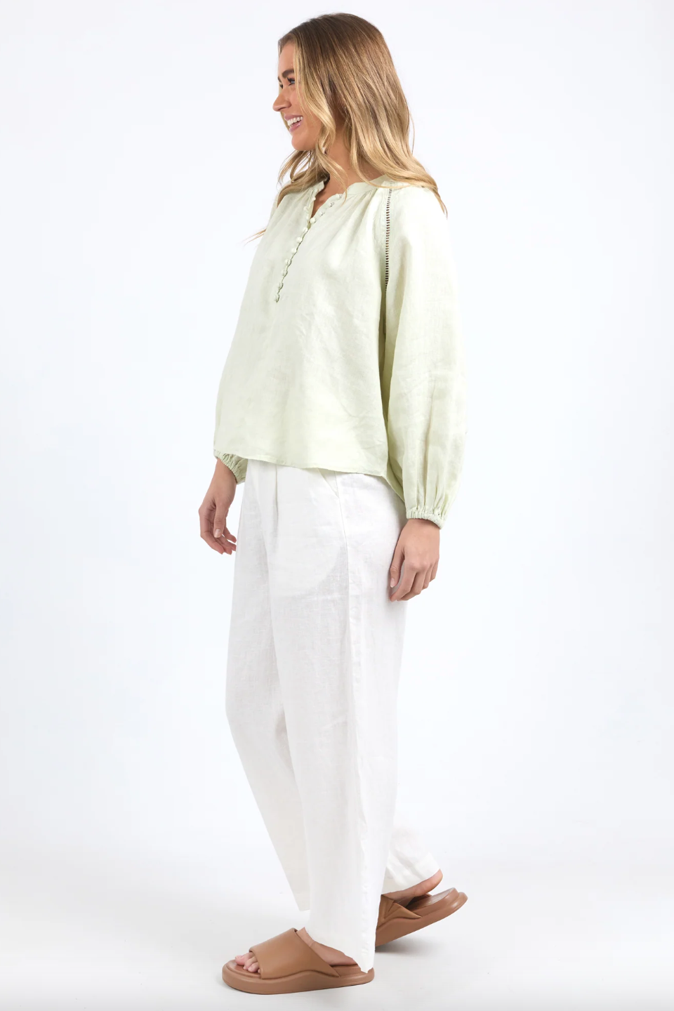 Elina Wide Leg Pant - Vintage White