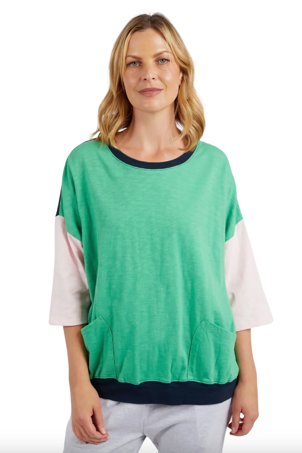 Elm Mazie Block Sweat - Greenbriar