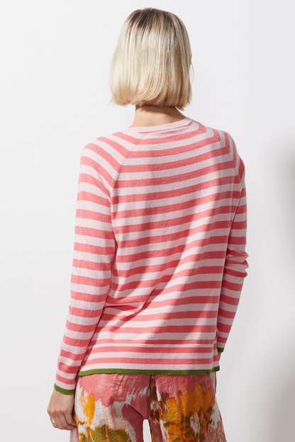 Essential Stripe V Neck - Petal