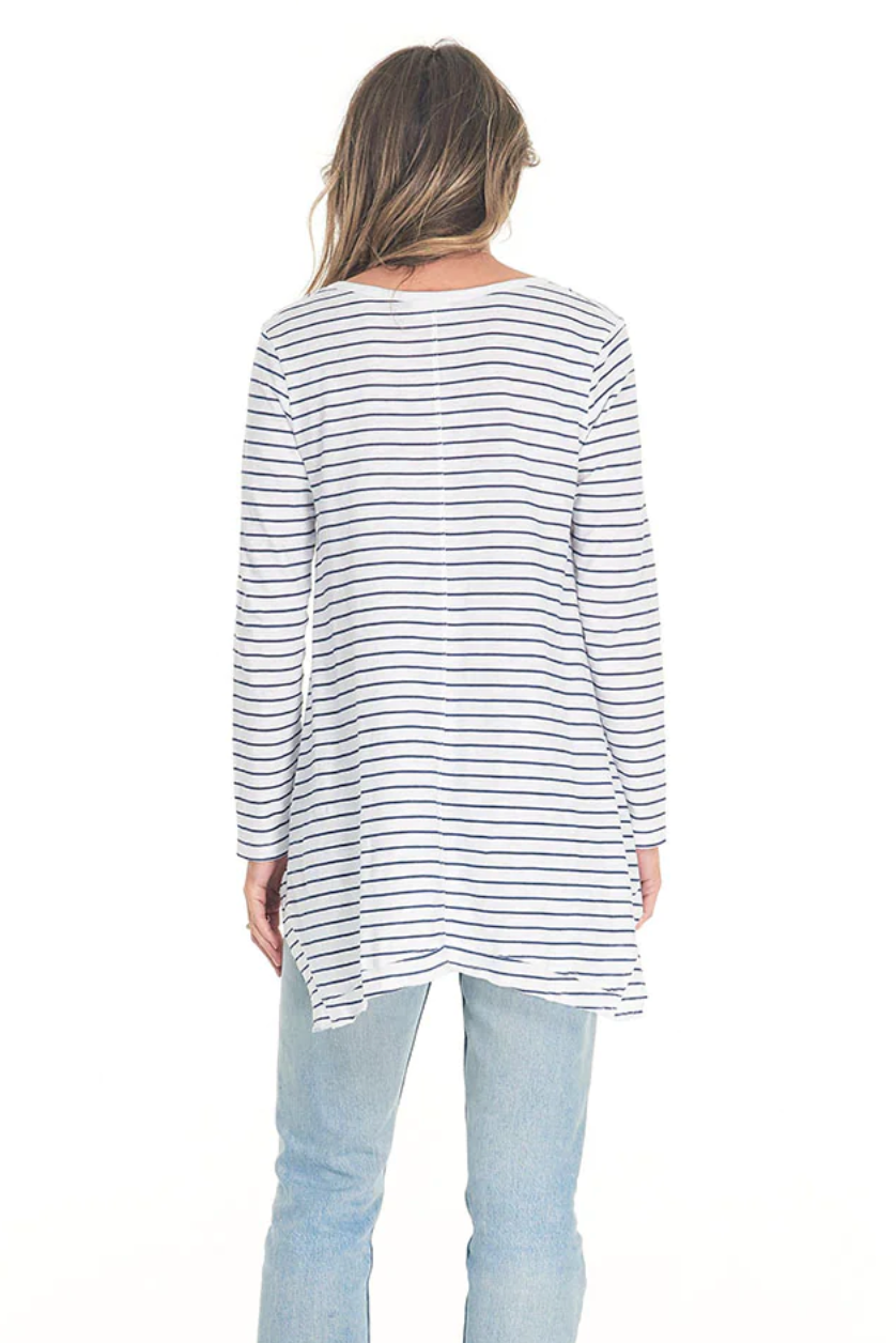 Esther L/S Tee - Wh/Indigo Stripe