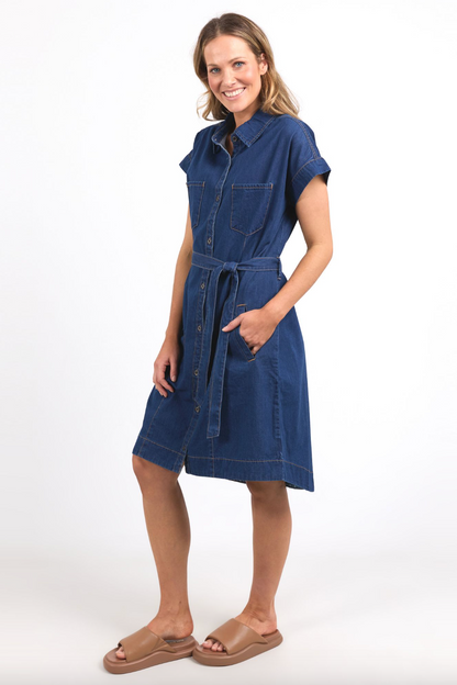 Everleigh Denim Dress - Dk Blue