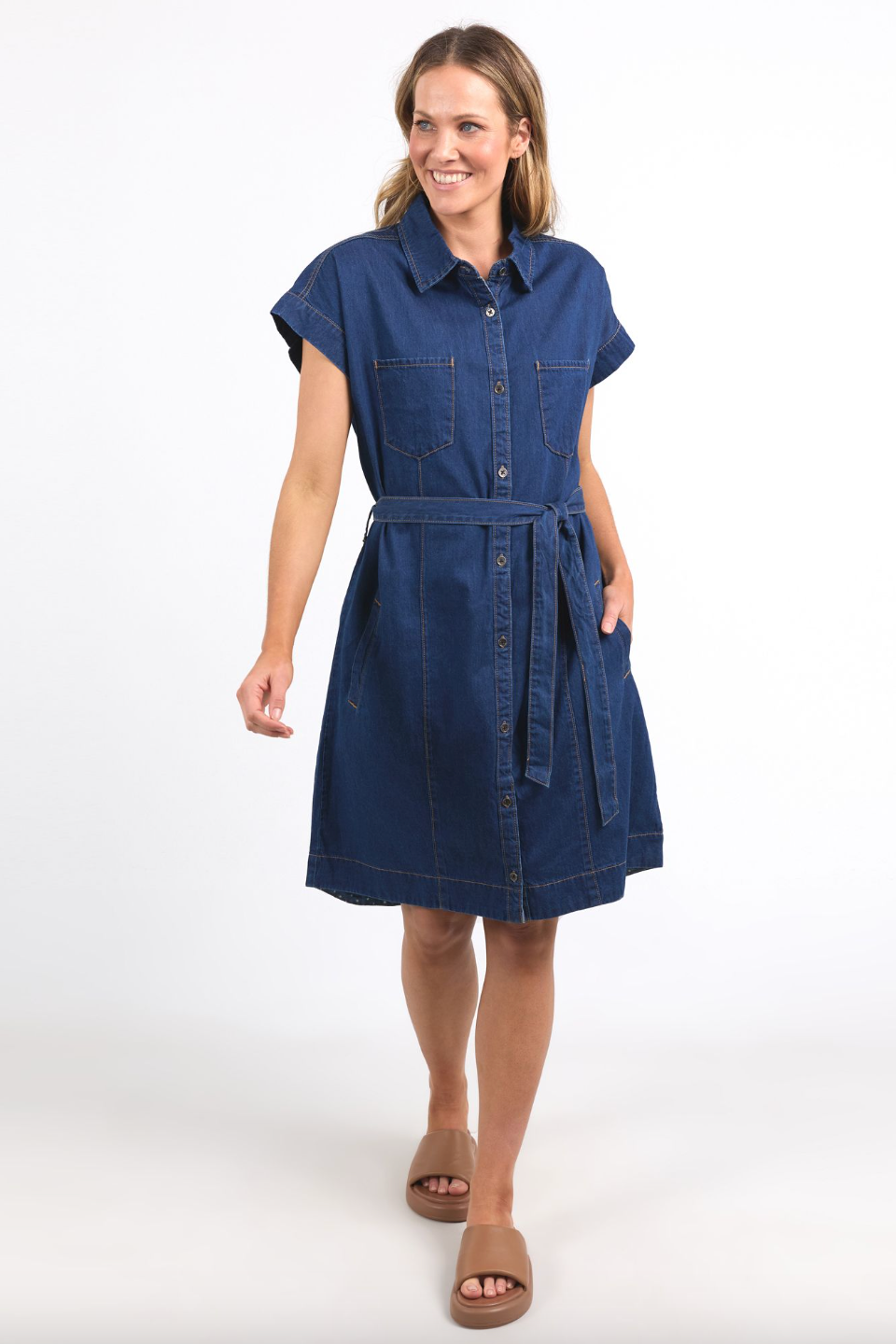 Everleigh Denim Dress - Dk Blue