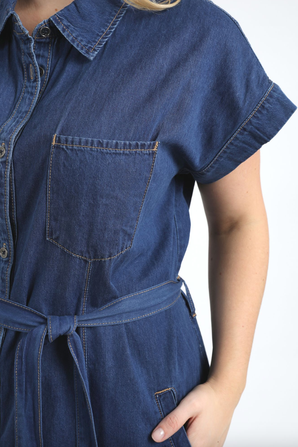 Everleigh Denim Dress - Dk Blue