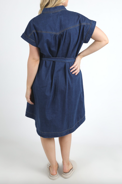 Everleigh Denim Dress - Dk Blue