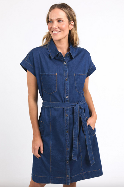 Everleigh Denim Dress - Dk Blue