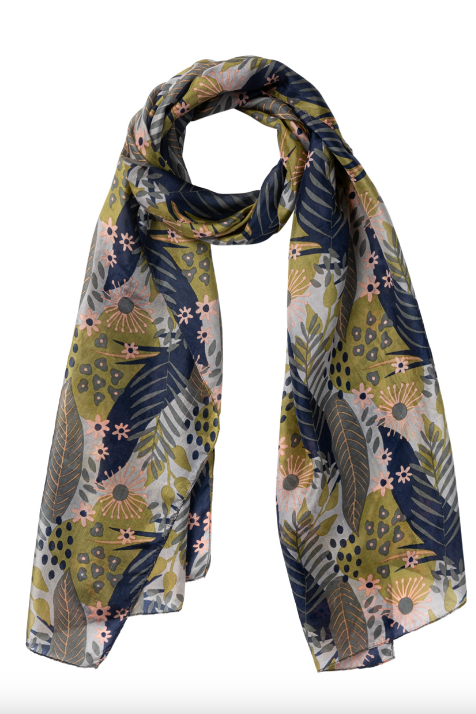 Forest Foliage Silk Scarf - Dove