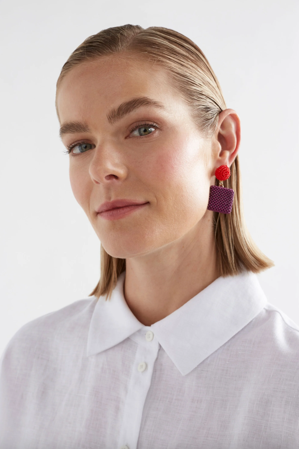 Gara Long Drop Earring - Mulberry