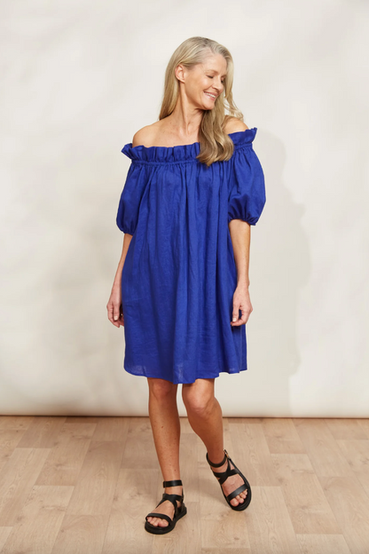 Halcyon Ruched Dress - Cobalt