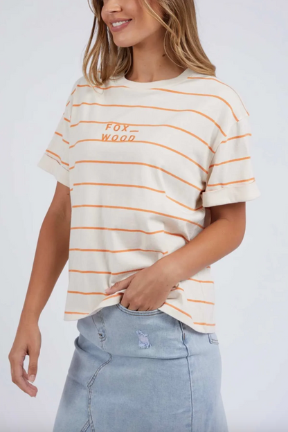 Huntleigh Stripe Tee - Orange/Wht Stripe