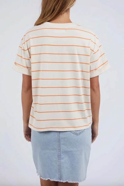 Huntleigh Stripe Tee - Orange/Wht Stripe