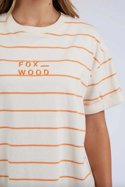 Huntleigh Stripe Tee - Orange/Wht Stripe