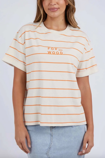 Huntleigh Stripe Tee - Orange/Wht Stripe