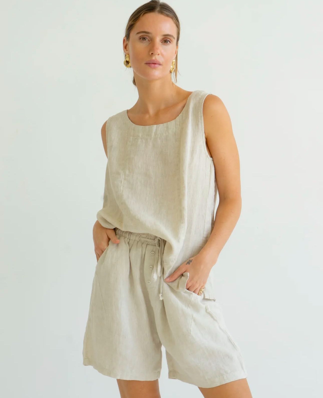 Linen Shorts - Beige