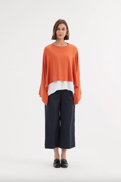 Jersey Oversized Layer Top - Burnt Orange