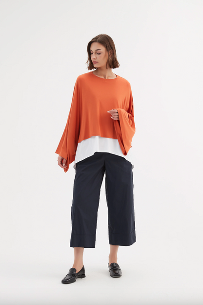 Jersey Oversized Layer Top - Burnt Orange