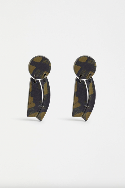 Jerra Drop Earring - Olive Warp Print