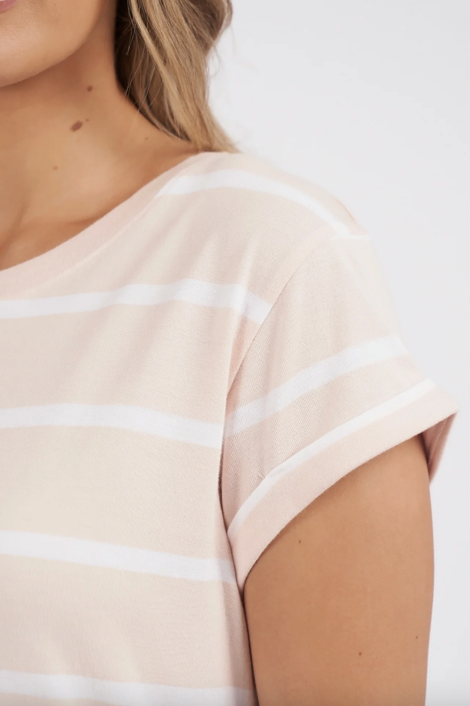 Manly Stripe Tee - Barely Pink