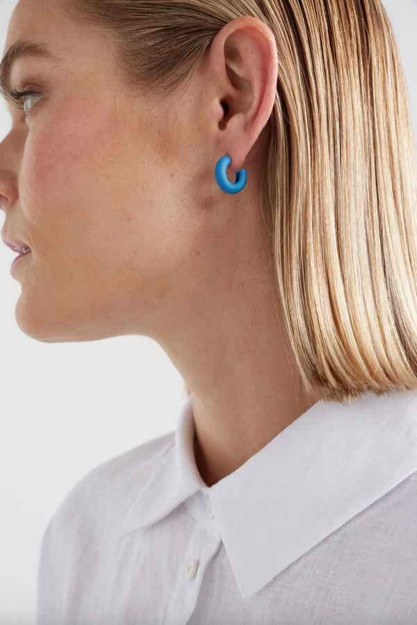 Minn Hoop Earring - Washer Blue