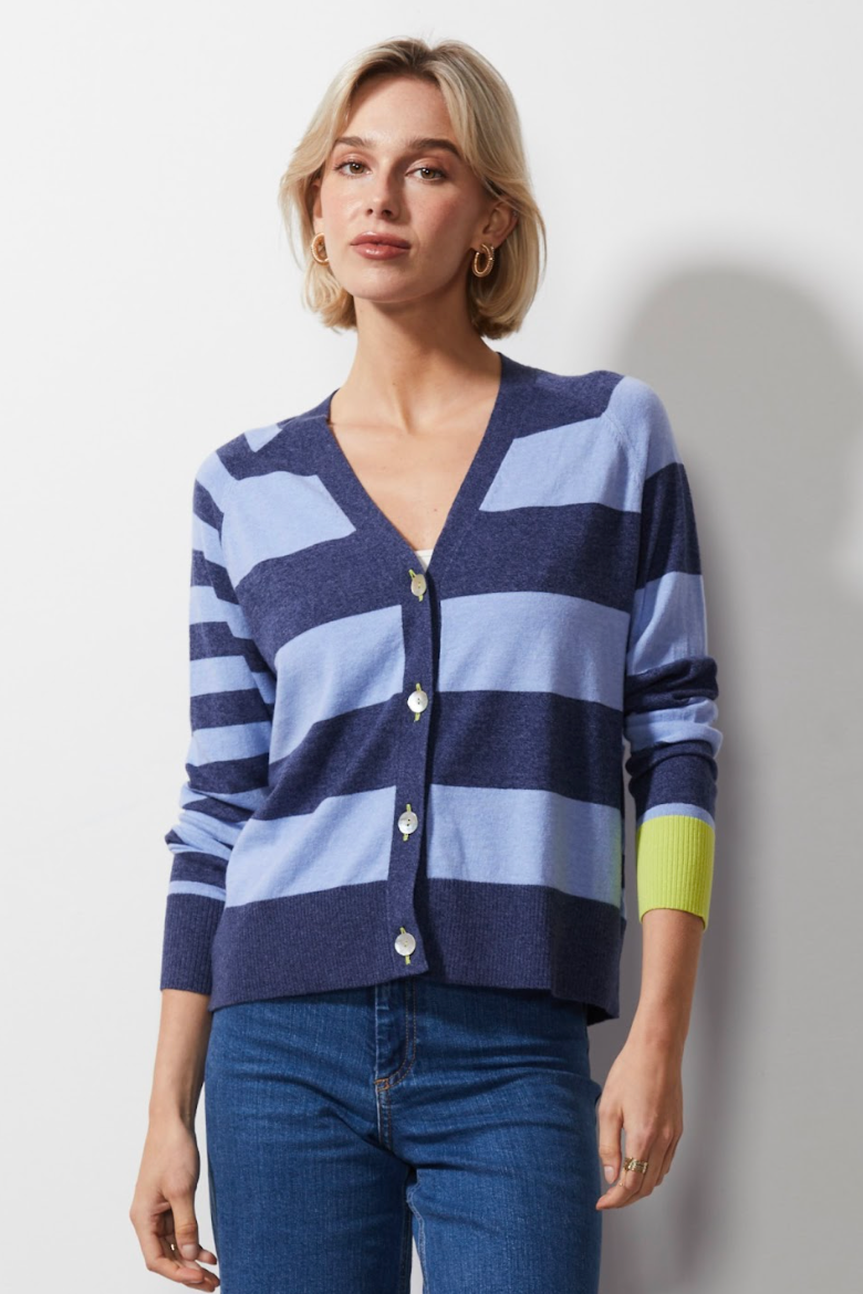 Multi Stripe Cardi - Denim