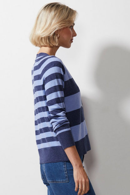 Multi Stripe Cardi - Denim