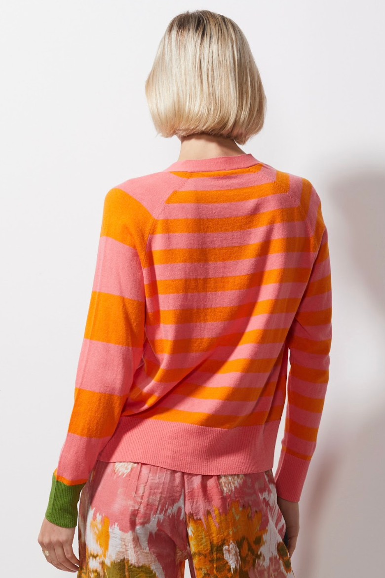 Multi Stripe Cardi - Flamingo