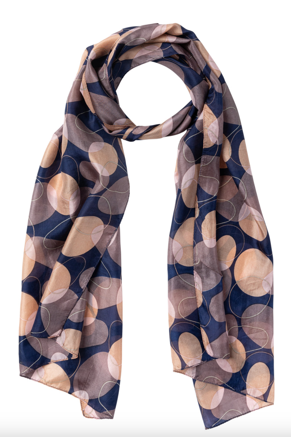 Organic Shapes Silk Scarf - Ind/Blush