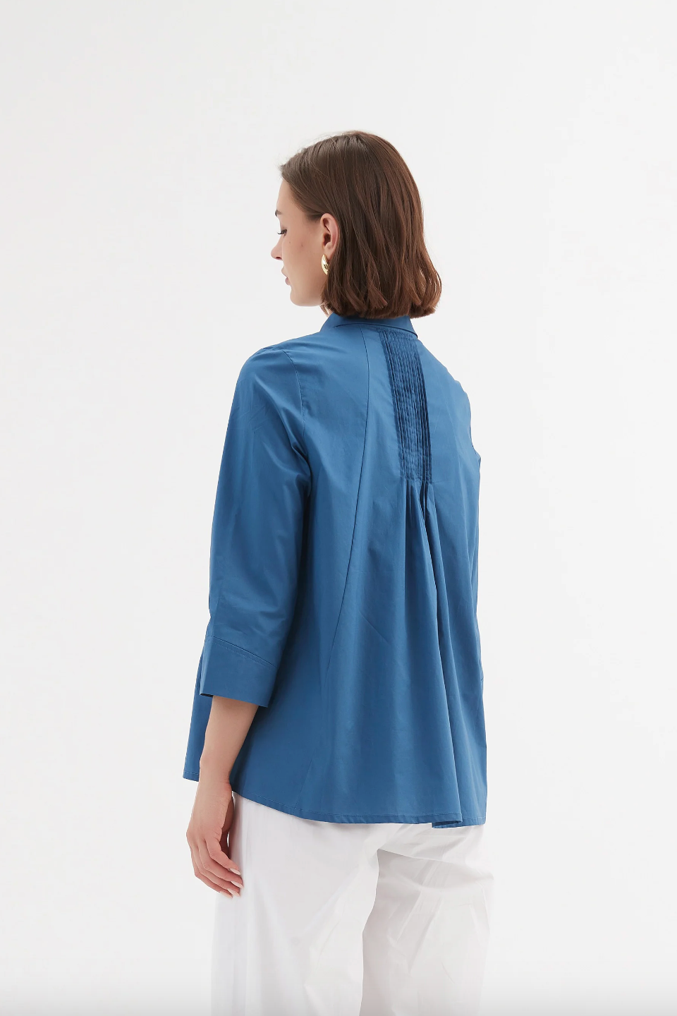 Pin Tuck Detail Shirt - Marine Blue