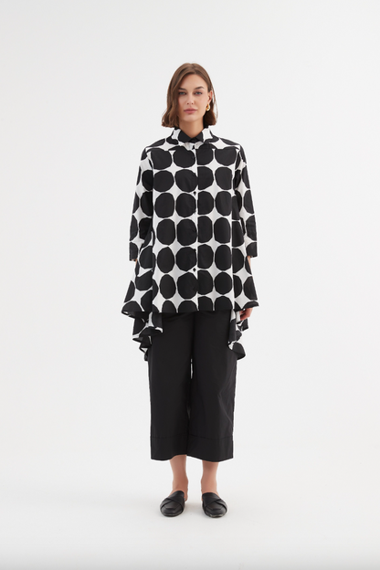 Print Swing Back Shirt - Black Spot