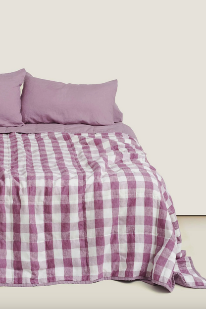 QS French Linen Quilt  - Lavender Check