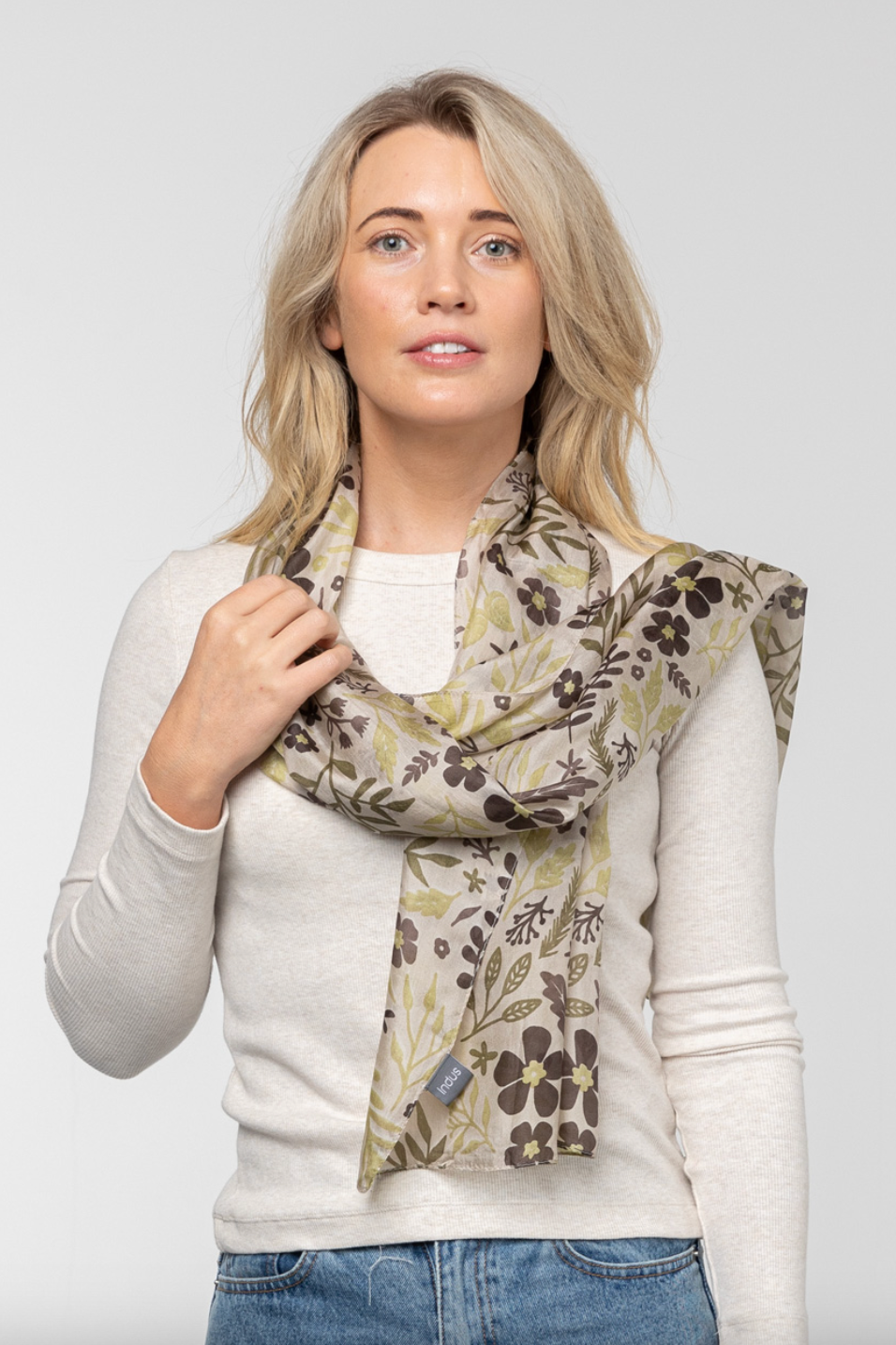 Australian Gardens Silk Scarf - Natural