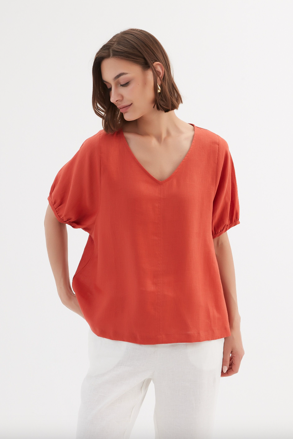 Bishop Sleeve Top - Vermillion