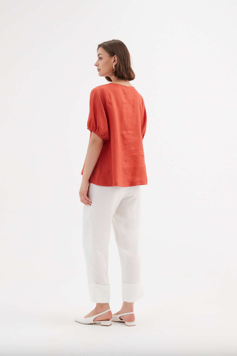 Bishop Sleeve Top - Vermillion