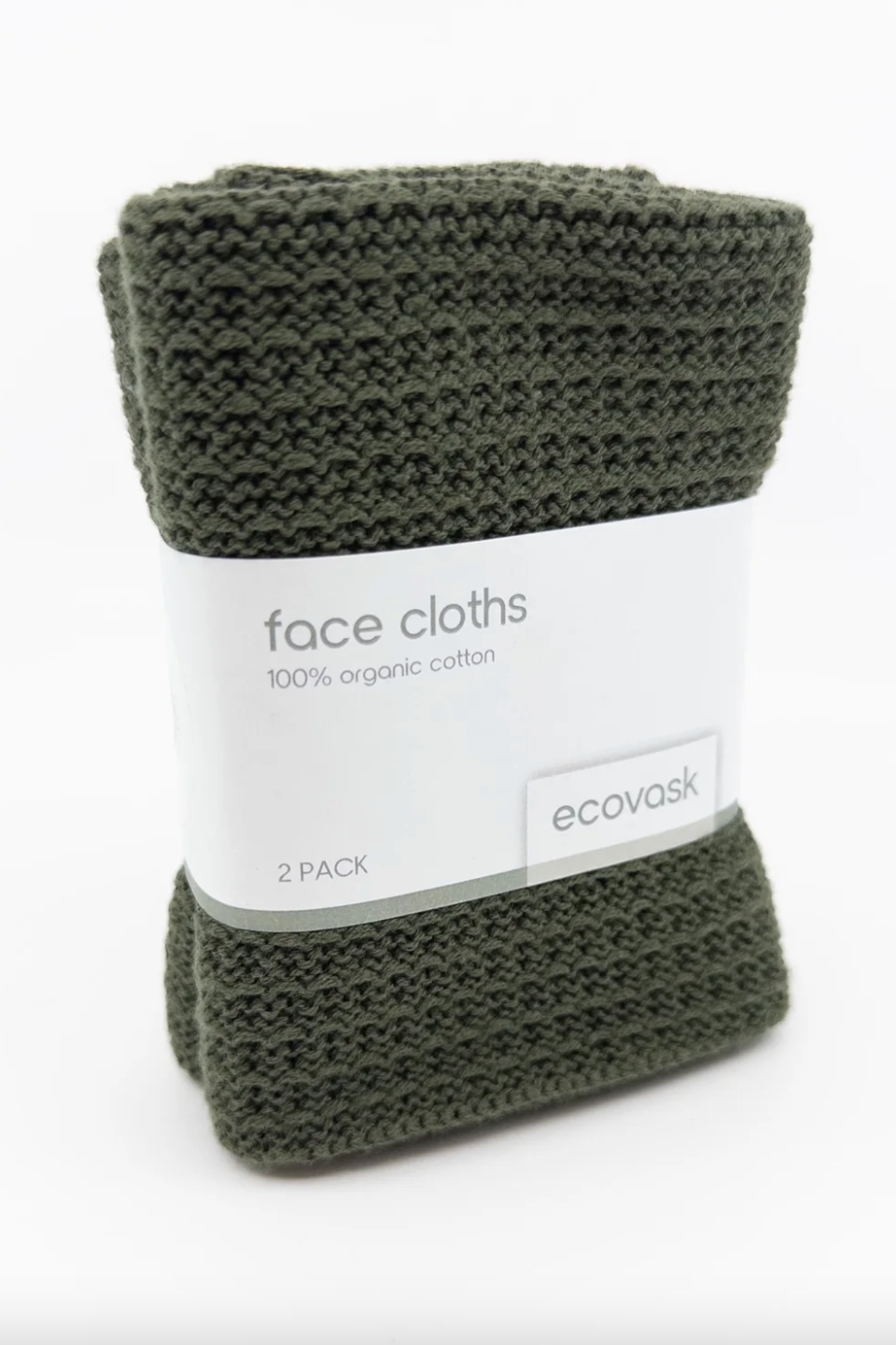 Organic Cotton Face Cloth 2pk - Olive