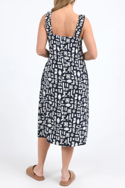 Etched Geo Dress - Navy