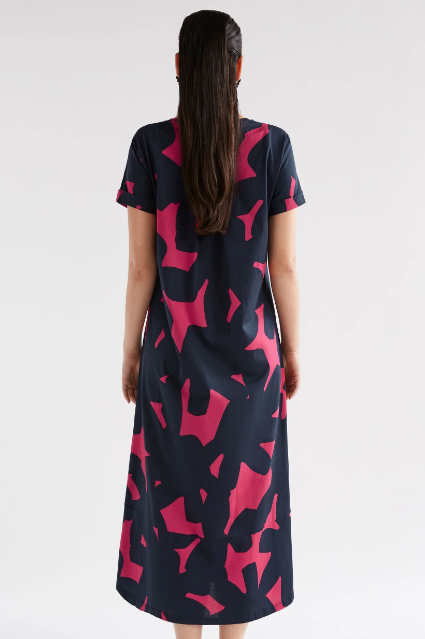 Elk Haki Dress - Navy Terra Print