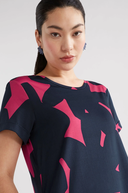 Elk Haki Dress - Navy Terra Print