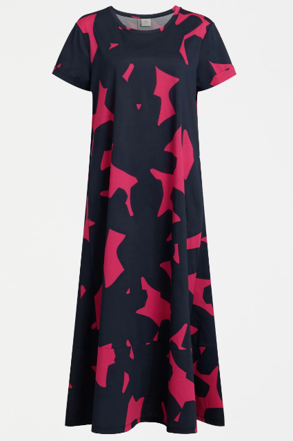 Elk Haki Dress - Navy Terra Print