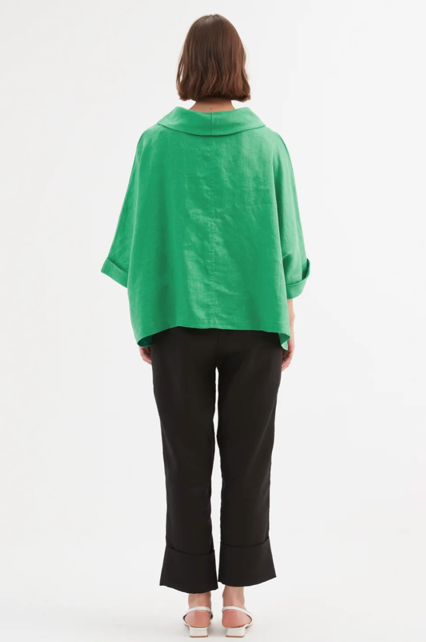 Funnel Neck Boxy Top - Cool Green